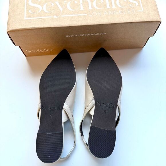 NWT Seychelles “good girl” leather sling back flat in ivory size 6 - Picture 9 of 11